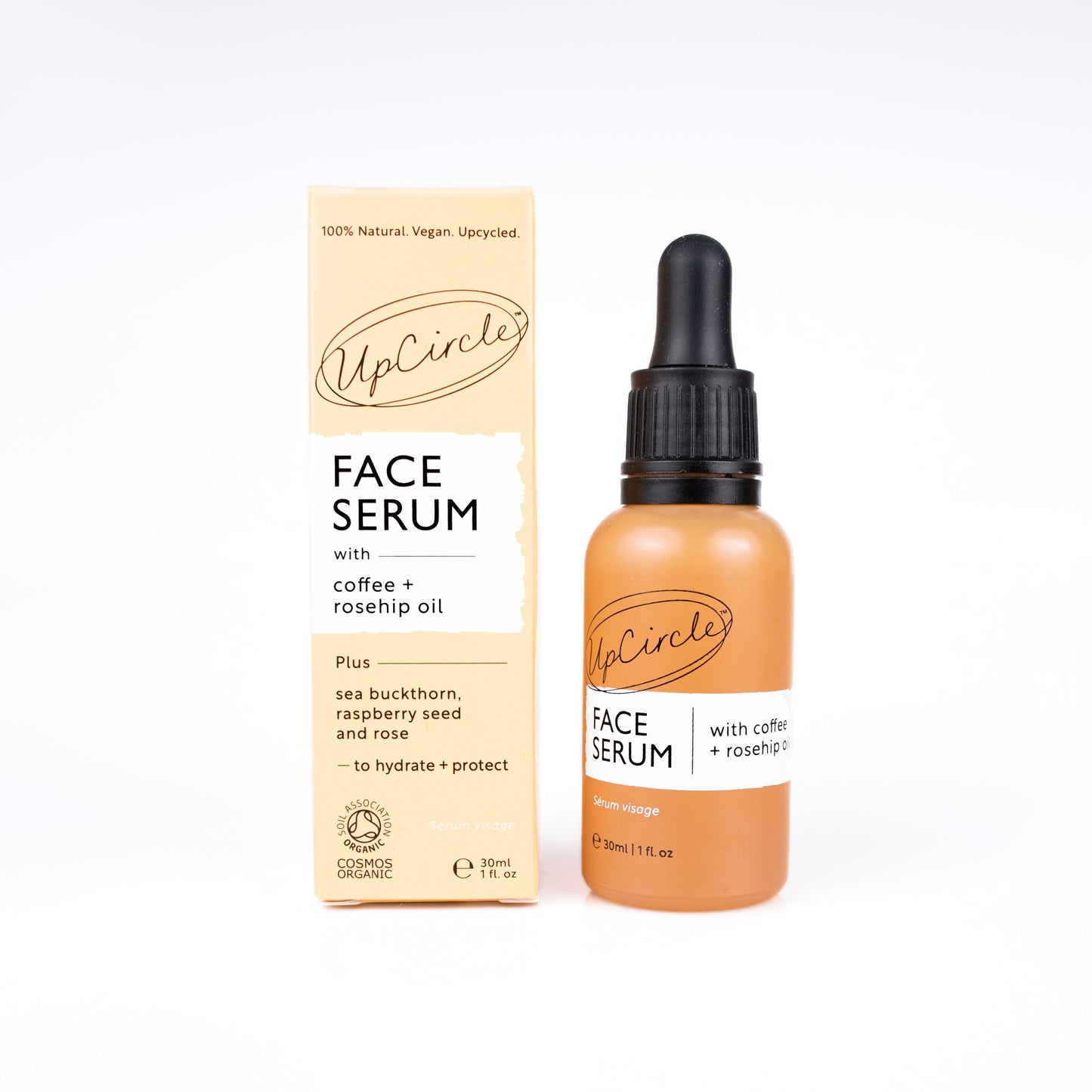 Face serum with repurposed coffee extract